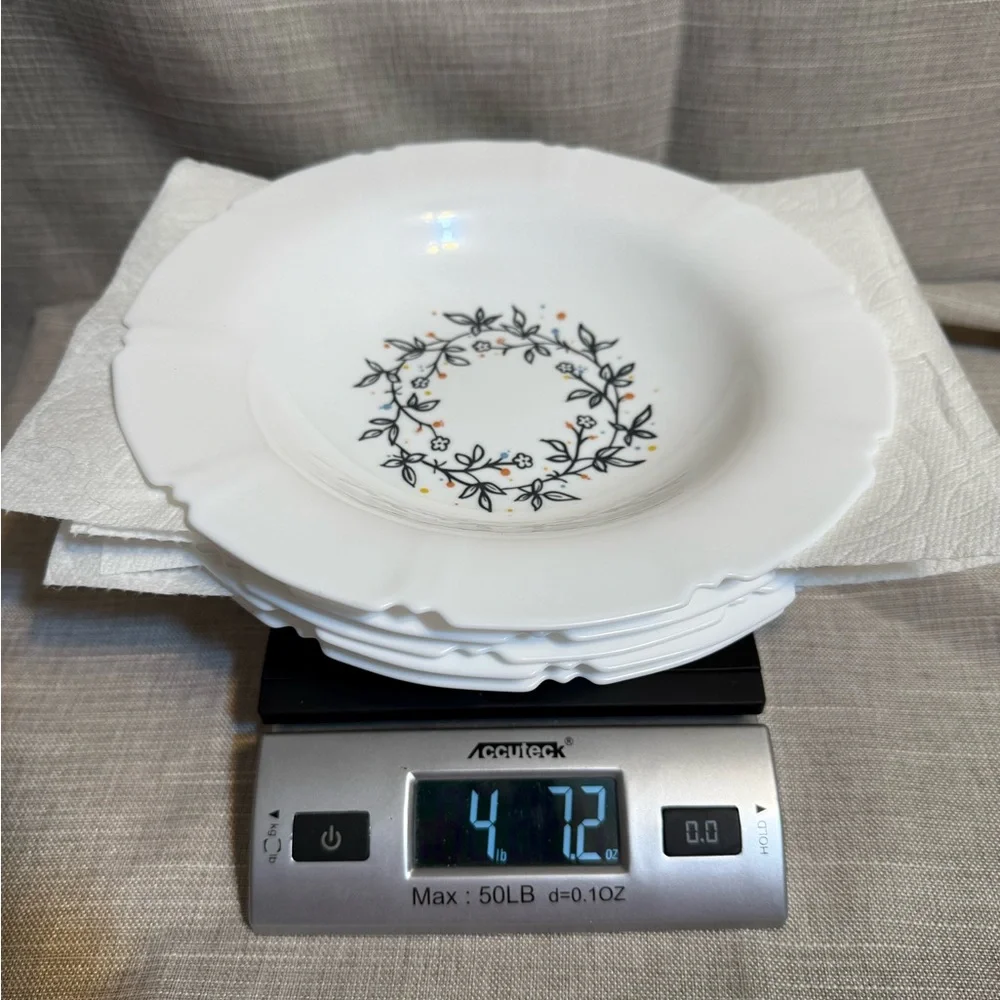 5- Ikea Sanning White Pasta/Soup Bowl With Flowers